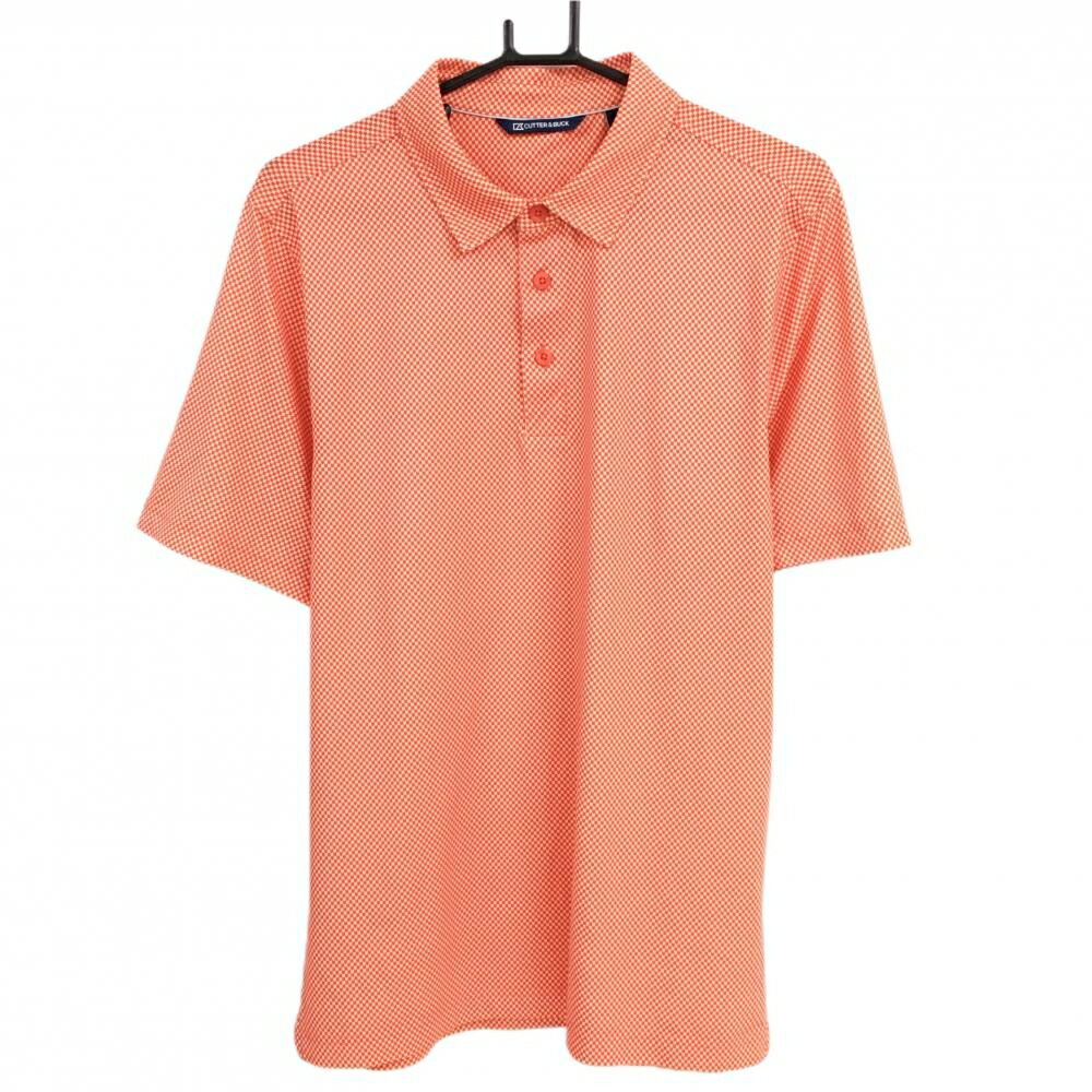 CUTTER & BUCK - 【超美品】カッターアンドバック 半袖ポロシャツ レッド×ベージュ 総柄 バックロゴ ストレッチ メンズ S/P ゴルフウェア CUTTER＆BUCK