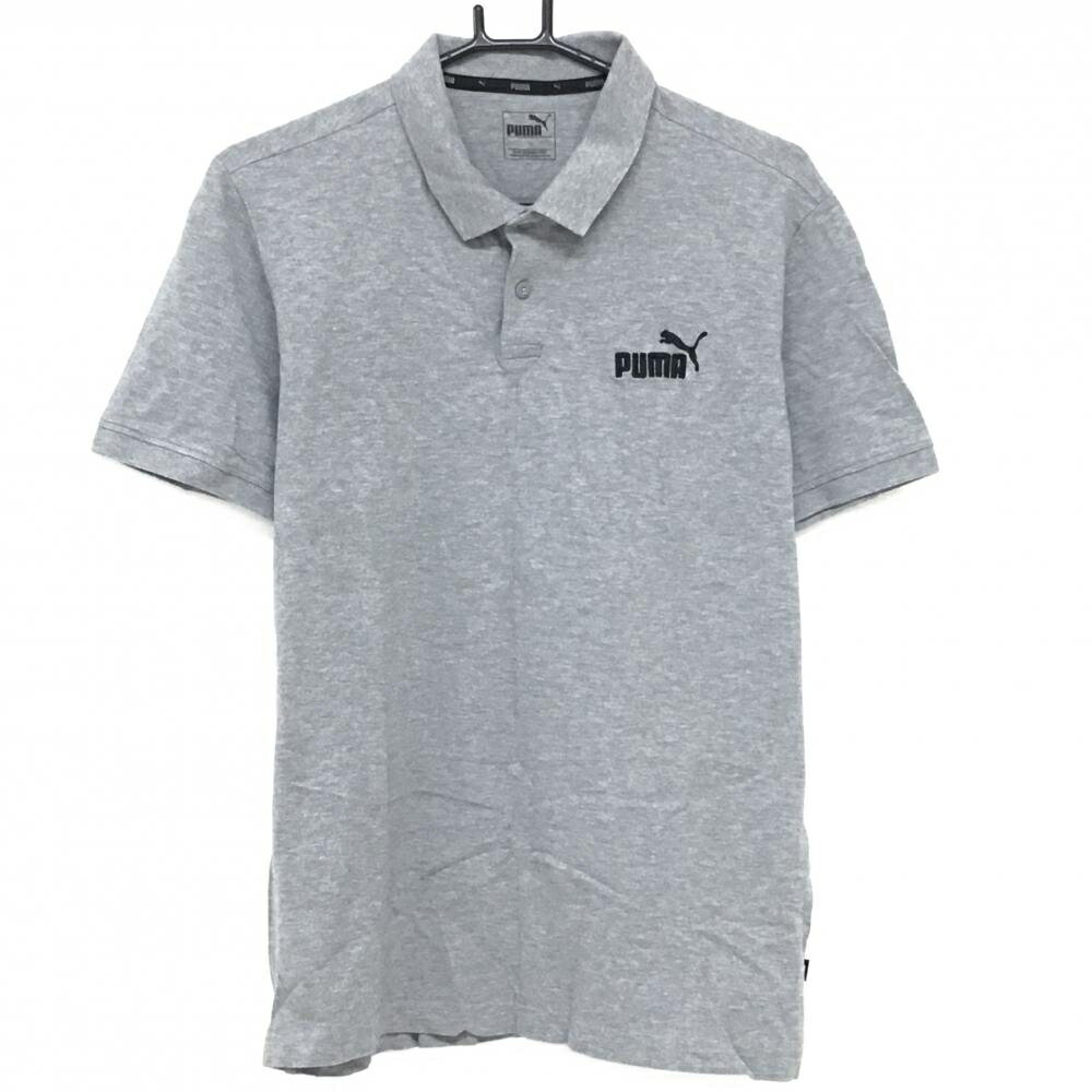 PUMA - 【美品】プーマ 半袖ポロシャツ グレー ロゴ黒 メンズ L ゴルフウェア PUMA