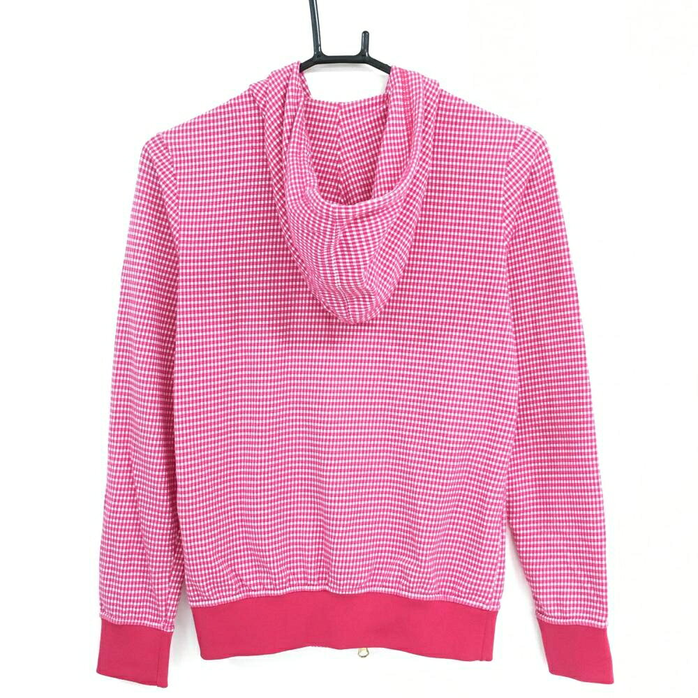 【超美品】キャロウェイ ジップパーカー ピンク系×白 チェック ジャケット レディース M ゴルフウェア Callaway