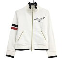 ミズノ ジャケットブルゾン 白×黒 胸元ロゴ ゴールドジップ レディース M ゴルフウェア MIZUNO