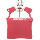 アルチビオ ハイネックベスト ピンク×白 ウール混 ハーフジップ レディース 38 ゴルフウェア 2024年モデル archivio