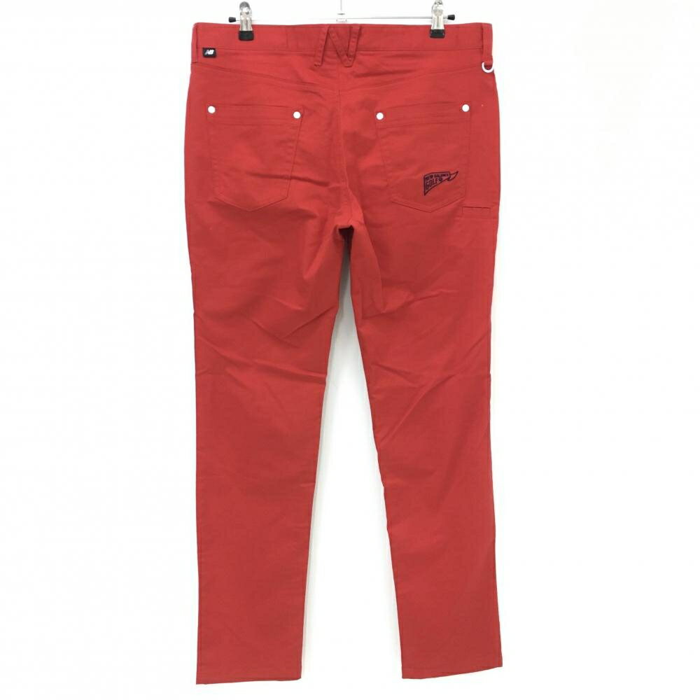 【美品】ニューバランス パンツ レッド ロゴ白 ポケット口薄汚れ少 メンズ 7(2XL) ゴルフウェア New Balance