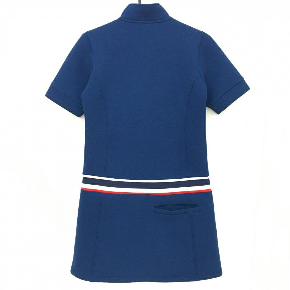 【美品】フィラゴルフ 半袖ハイネックワンピース ネイビー×白×レッド ハーフジップ...
