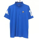 【美品】カッパ 半袖ハイネックシャツ ブルー 袖ロゴプリント ハーフジップ メンズ LL ゴルフウェア Kappa(4)