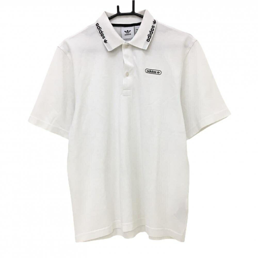 Shirts - 【美品】アディダス 半袖ポロシャツ 白×黒 襟ロゴ メンズ M ゴルフウェア adidas