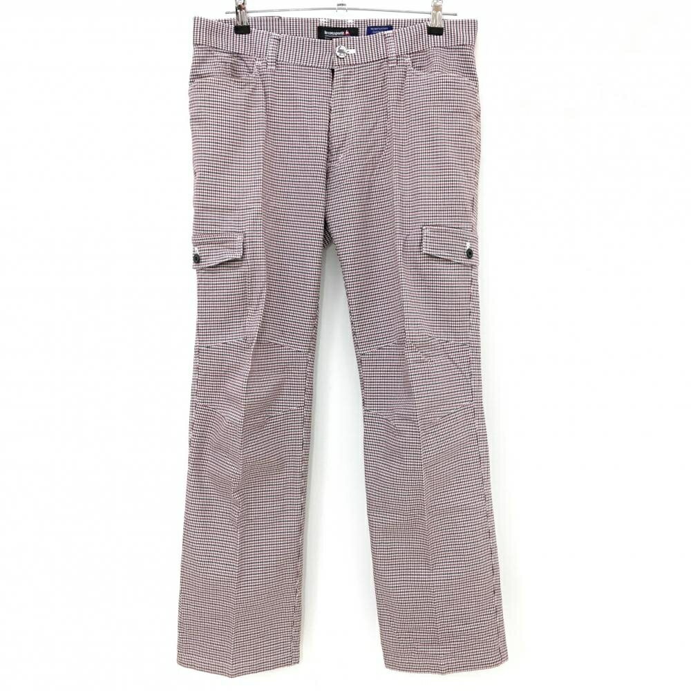 ルコックゴルフ カーゴパンツ レッド×黒 チェック メンズ 85 ゴルフウェア le coq sportif