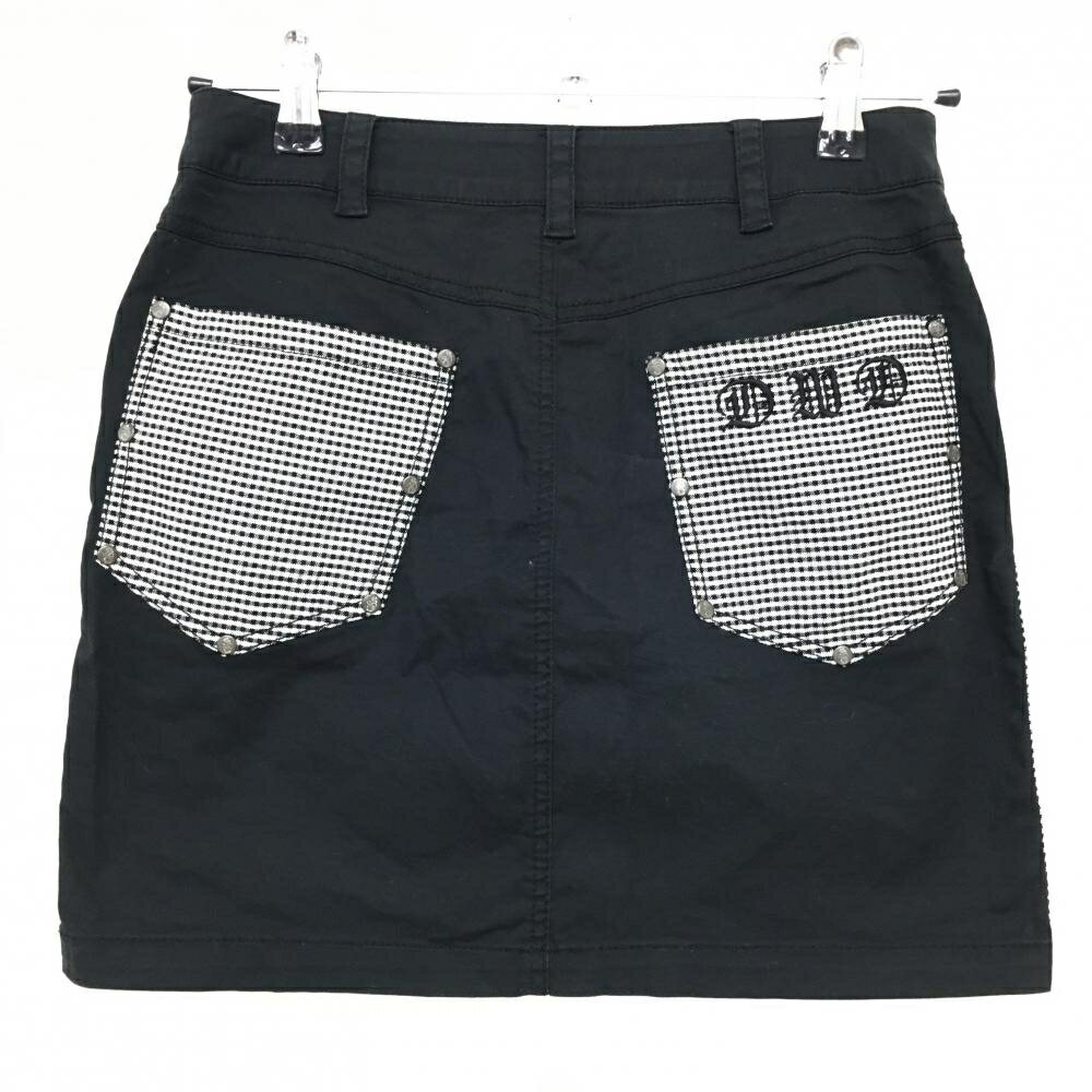 ダンスウィズドラゴン スカート 黒×白 前面チェック レディース 1(S) ゴルフウェア Dance With Dragon