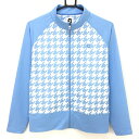 フットジョイ ジャケット ライトブルー×白 前身頃千鳥格子 レディース M ゴルフウェア FootJoy