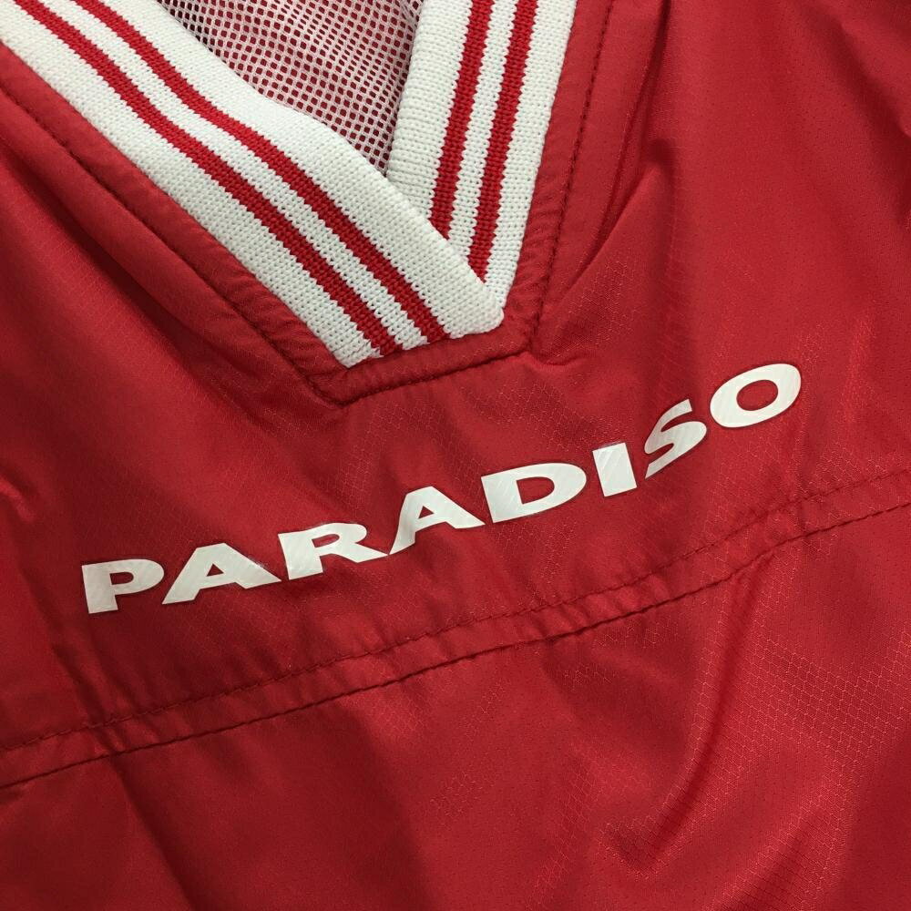 【超美品】パラディーゾ アウターベスト レッド×白 裏メッシュ Vネック レディース M ゴルフウェア Paradiso