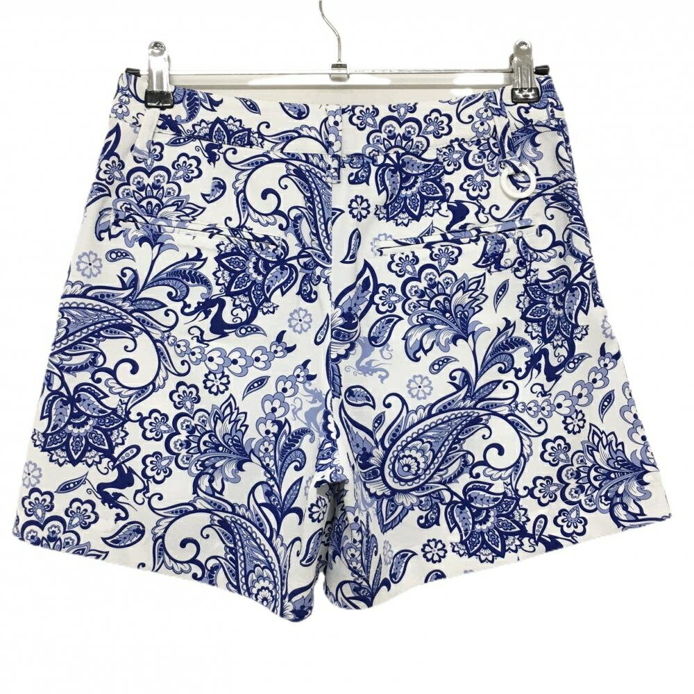 【超美品】ダンスウィズドラゴン キュロットスカート ブルー×白 ペイズリー レディース 2(M) ゴルフウェア Dance With Dragon