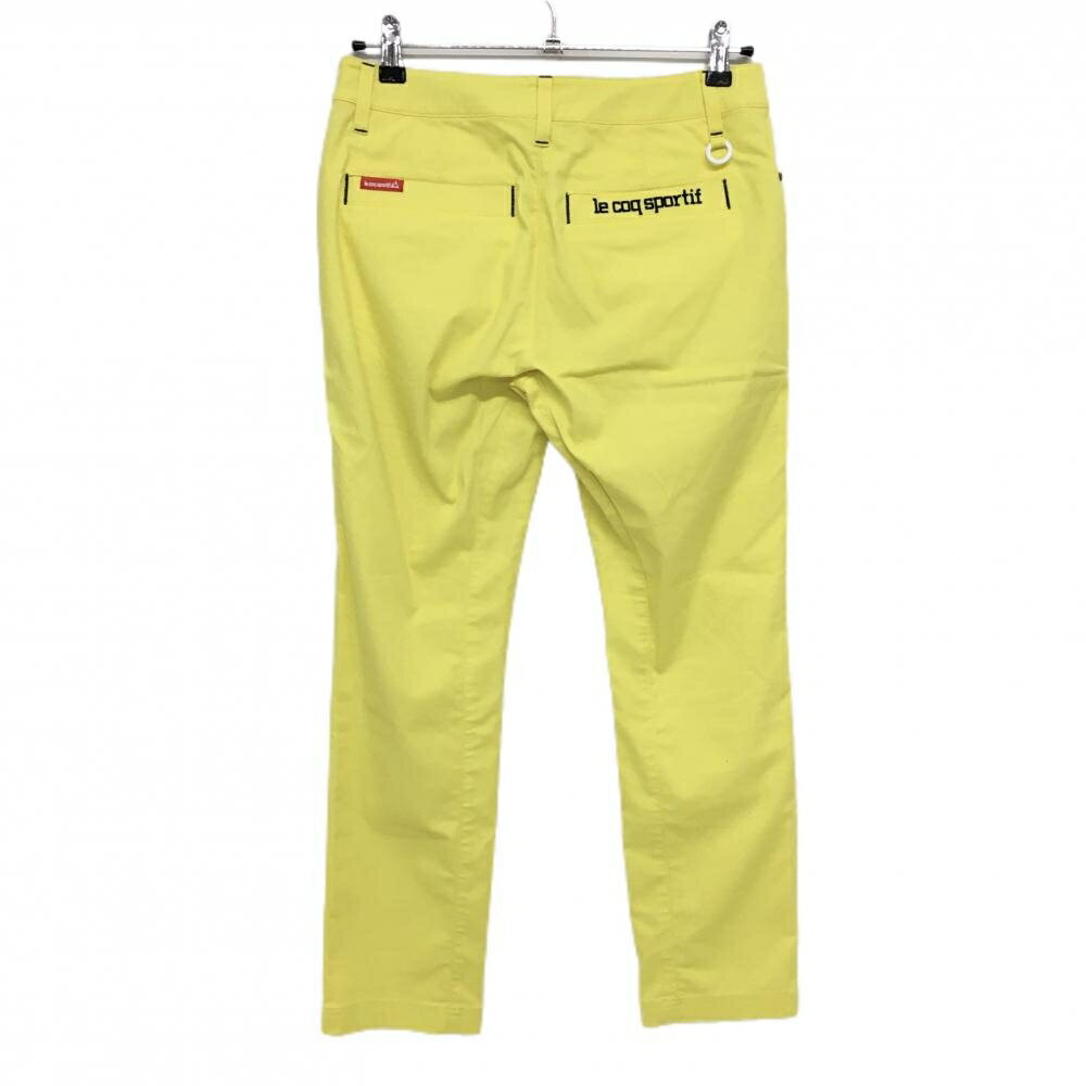 【超美品】ルコックゴルフ パンツ イエロー ロゴネイビー ストレッチ レディース 11 ゴルフウェア le coq sportif