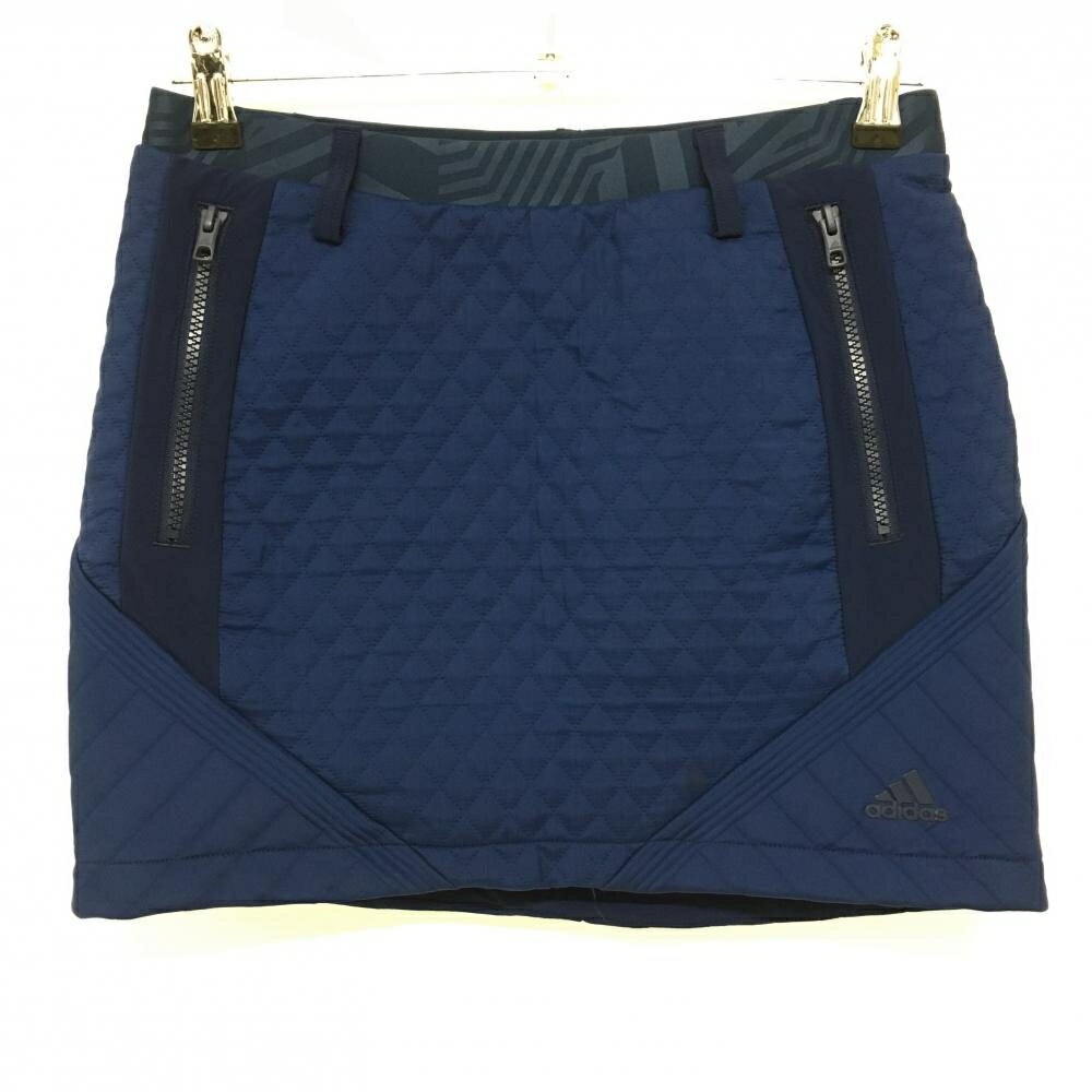 【美品】アディダス スカート ネイビー キルティング ジップポケット レディース L ゴルフウェア adidas