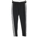 【超美品】アディダス ストレッチパンツ 黒×白 3ストライプス ウエストゴム レディース M ゴルフウェア adidas