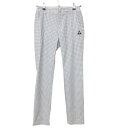 【新品】ルコックゴルフ パンツ 白×ライトグレー ギンガムチェック ストレッチ レディース 7 ゴルフウェア le coq sportif