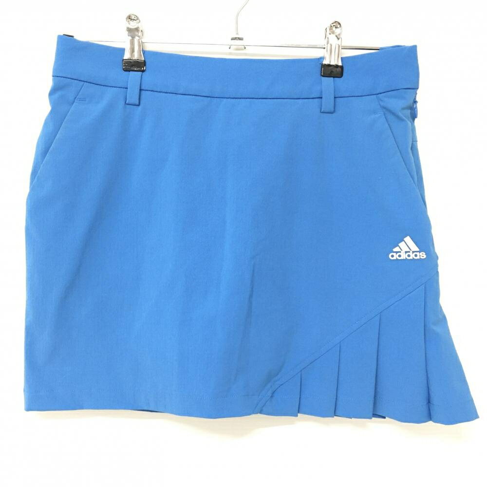 アディダス スカート ブルー×白 立体ロゴ 内側インナーパンツ レディース S ゴルフウェア adidas