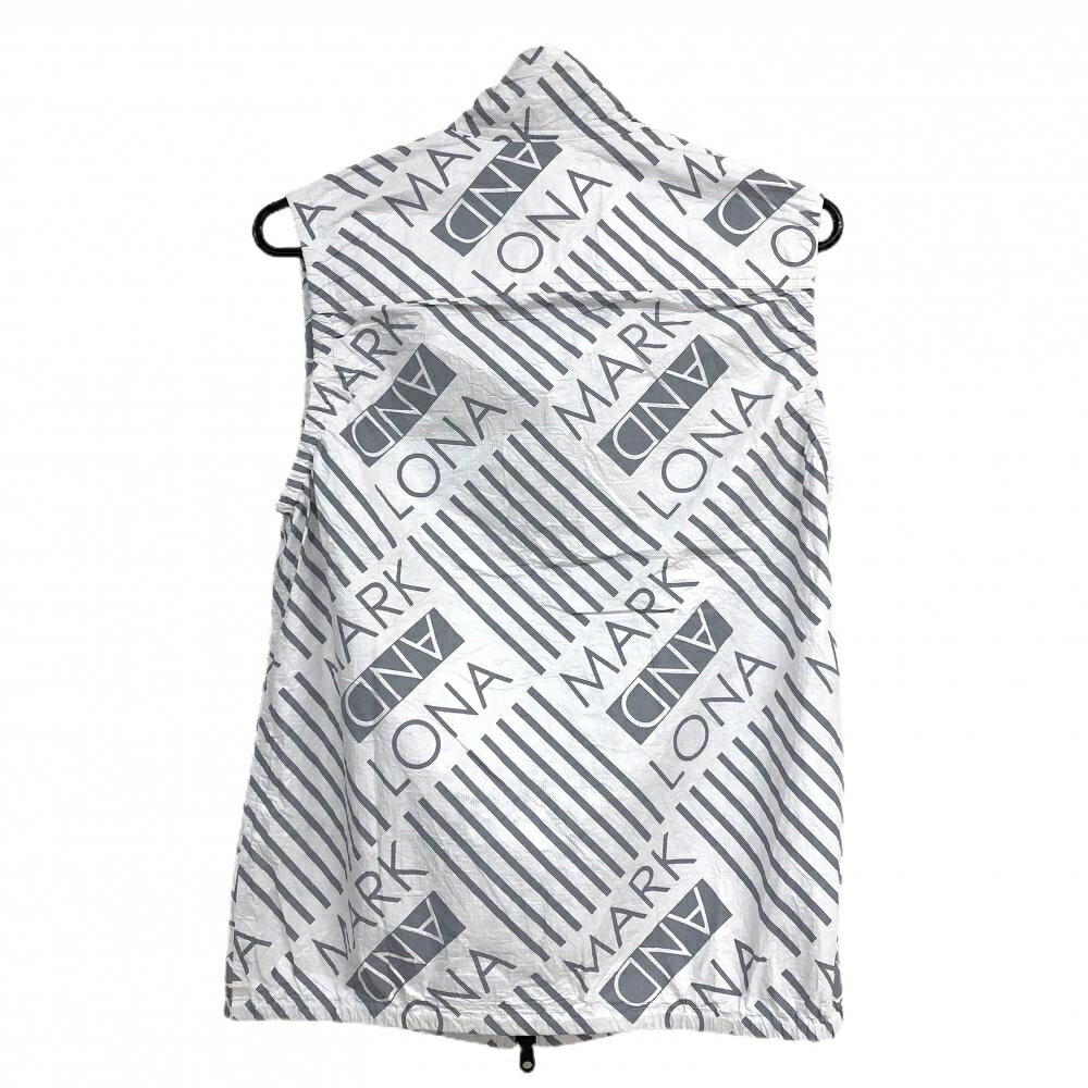 【新品】マークアンドロナ アウターベスト 白×グレー 総柄 ロゴ シワ加工 メンズ M ゴルフウェア MARK＆LONA