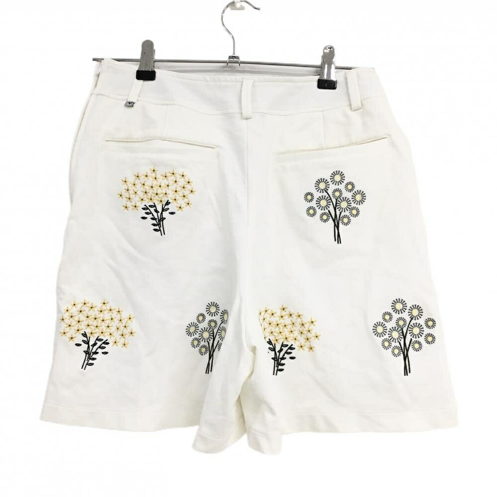 【美品】キャロウェイ キュロットスカート 白×イエロー 花柄 裏地付き レディース L ゴルフウェア Callaway