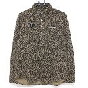 【超美品】パーリーゲイツ 長袖ポロシャツ ベージュ×黒 レオパード ヒョウ柄 ボタンダウン メンズ 5(L) ゴルフウェア PEARLY GATES(4)