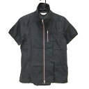 【美品】アダバット 半袖ジャケット 黒×パープル 薄手 ドッグワッペン レディース 36(S) ゴルフウェア adabat