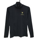 【超美品】23区スポーツ ハイネックインナーシャツ ダークネイビー×ゴールド プリント レディース I(M) ゴルフウェア 23区