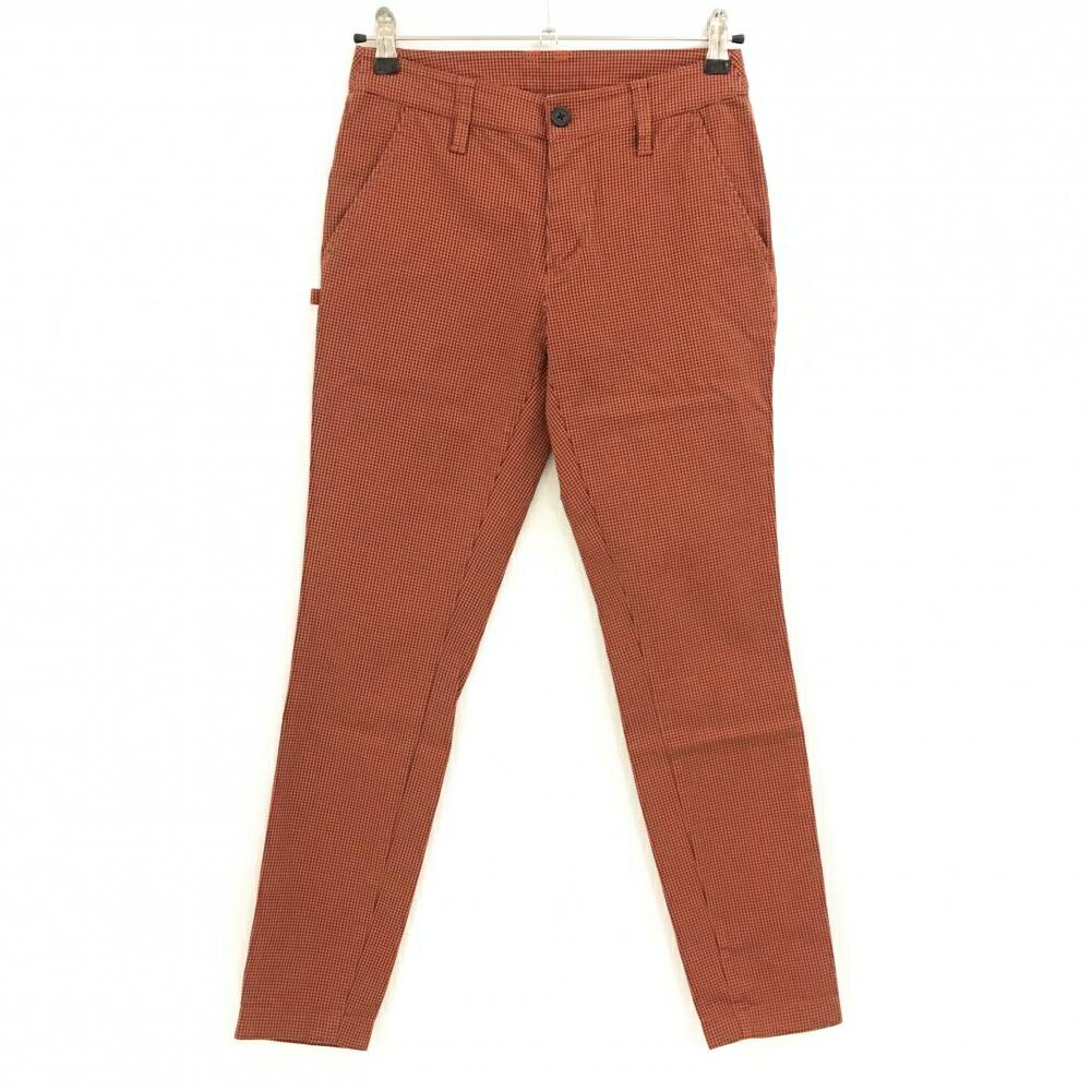 【美品】ジャックバニー パンツ オレンジ×黒 千鳥格子柄 バックロゴ レディース 0(S) ゴルフウェア Jac..