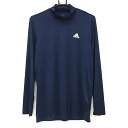 【美品】アディダス ハイネックインナーシャツ ネイビー×白 裾糸引きつり メンズ O ゴルフウェア adidas(4)