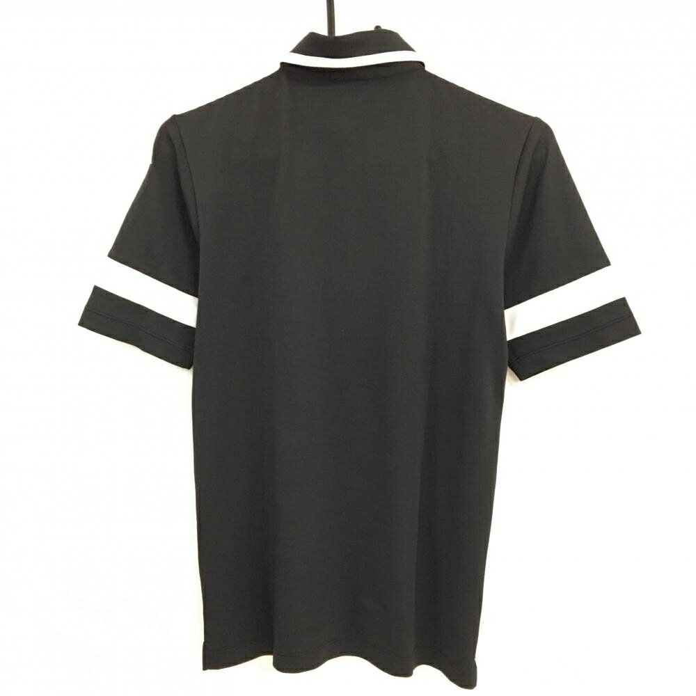 【美品】カッパ 半袖ポロシャツ 黒×白 襟・袖ライン 胸元ワッペン レディース M ゴルフウェア Kappa