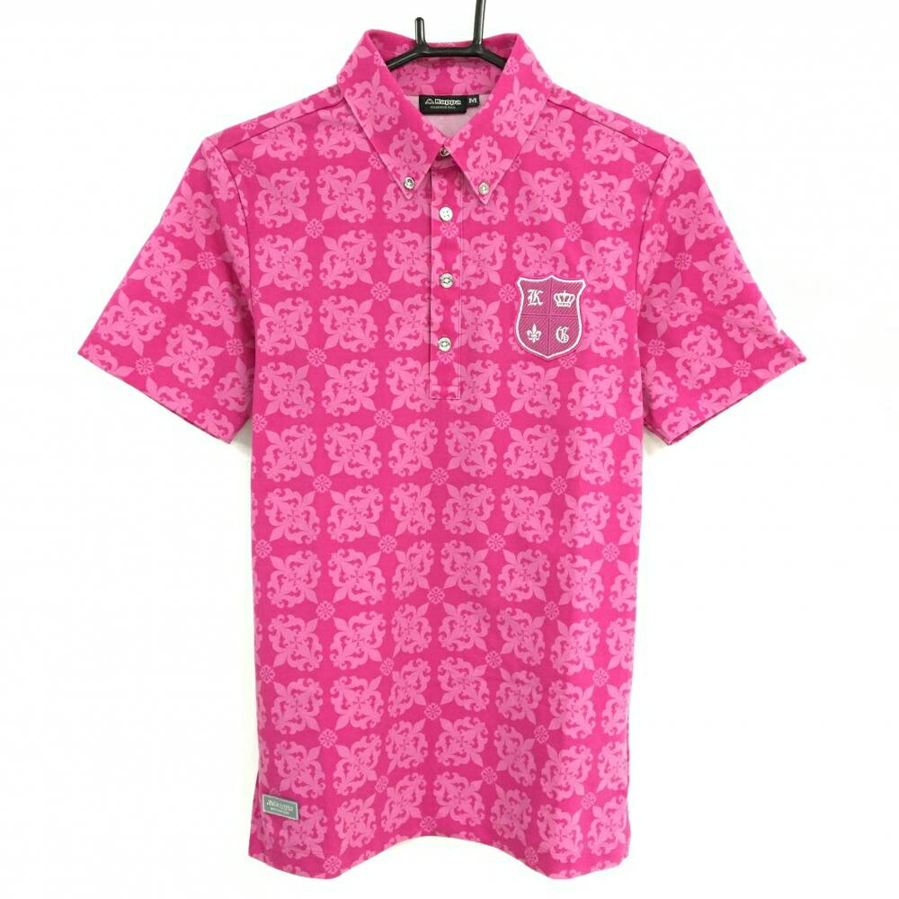 Kappa - 【超美品】カッパ 半袖ポロシャツ ピンク×ライトピンク 総柄 ボタンダウン レディース M ゴルフウェア Kappa
