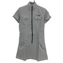 【超美品】コルウィン 半袖ハイネックワンピース 黒×白 細目チェック 胸ポケット レディース L ゴルフウェア Kolwin