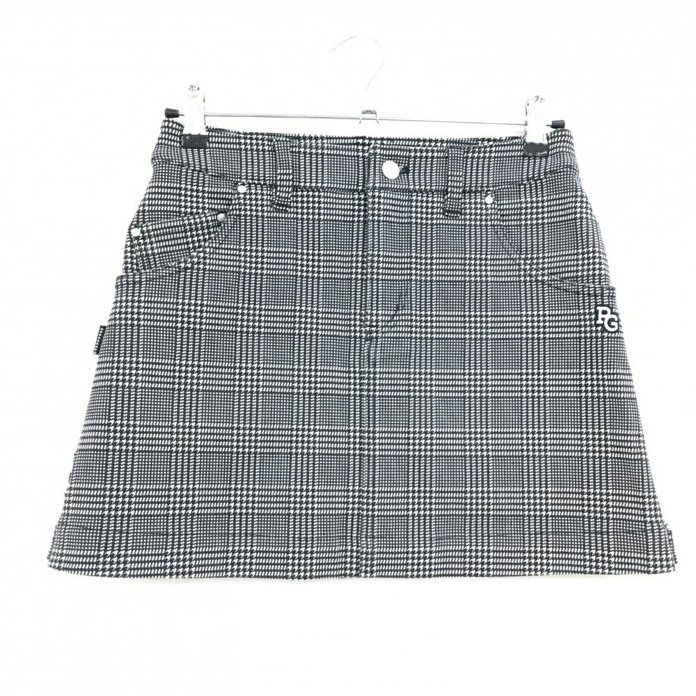 【美品】パーリーゲイツ スカート 黒×白 グレンチェック ストレッチ 裏微起毛 レディース 0(S) ゴルフウェア PEARLY GATES