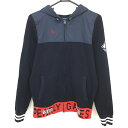 パーリーゲイツ 切替ニットジップパーカー ネイビー×レッド 裾ロゴジャケット メンズ M ゴルフウェア PEARLY GATES