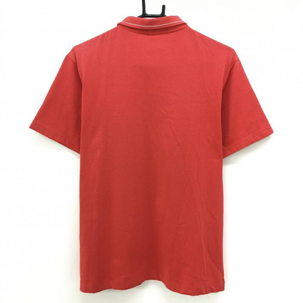 ナイキ 半袖ポロシャツ レッド×白 ステッチ風ロゴ DRI-FIT メンズ L ゴルフウェア NIKE