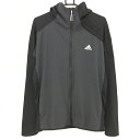 【超美品】アディダス 切替ジップパーカー 黒 胸元ロゴ 3ライン メンズ O ゴルフウェア adidas