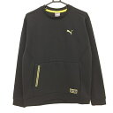 【美品】プーマ トレーナー 黒×イエロー 凸凹生地 ロゴ刺しゅう バックプリント メンズ L ゴルフウェア PUMA