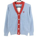 【新品】ジャックバニー ニットカーディガン ライトブルー×レッド バイカラー COOL CLOVER レディース 1(M) ゴルフウェア Jack Bunny