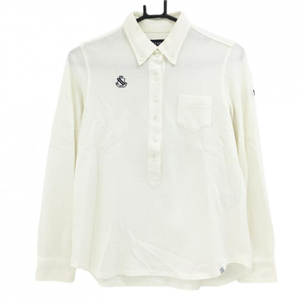 パーリーゲイツ 長袖ポロシャツ アイボリー 胸ポケット ボタンダウン レディース 1(M) ゴルフウェア PEARLY GATES