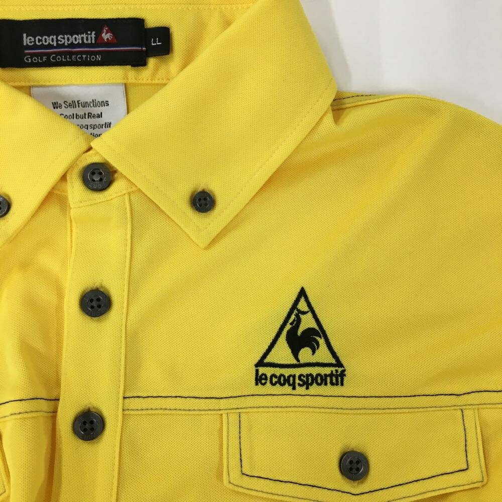 ルコックゴルフ 半袖ポロシャツ イエロー×黒 ロゴ刺しゅう メンズ LL ゴルフウェア le coq sportif