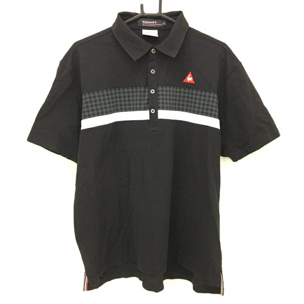 Shirts - 【美品】ルコックゴルフ 半袖ポロシャツ 黒×グレー 一部チェック柄 メンズ LL ゴルフウェア le coq sportif