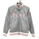 【美品】ルコック 2WAYブルゾン グレー×白 フロントロゴ 袖着脱可 レディース M ゴルフウェア le coq sportif