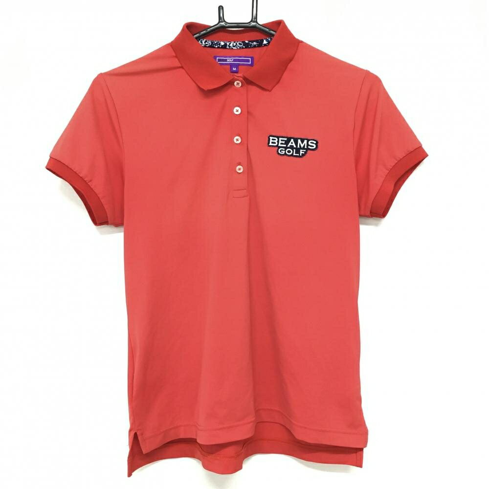 【超美品】ビームスゴルフ 半袖ポロシャツ レッド ストレッチ レディース M ゴルフウェア BEAMS GOLF