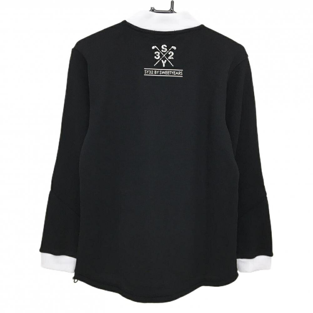 【新品】SY32 長袖ハイネックシャツ 白×黒 ビッグロゴ ワッフル調 メンズ M ゴルフウェア 2023年モデル SY32 BY SWEET YEARSSY32