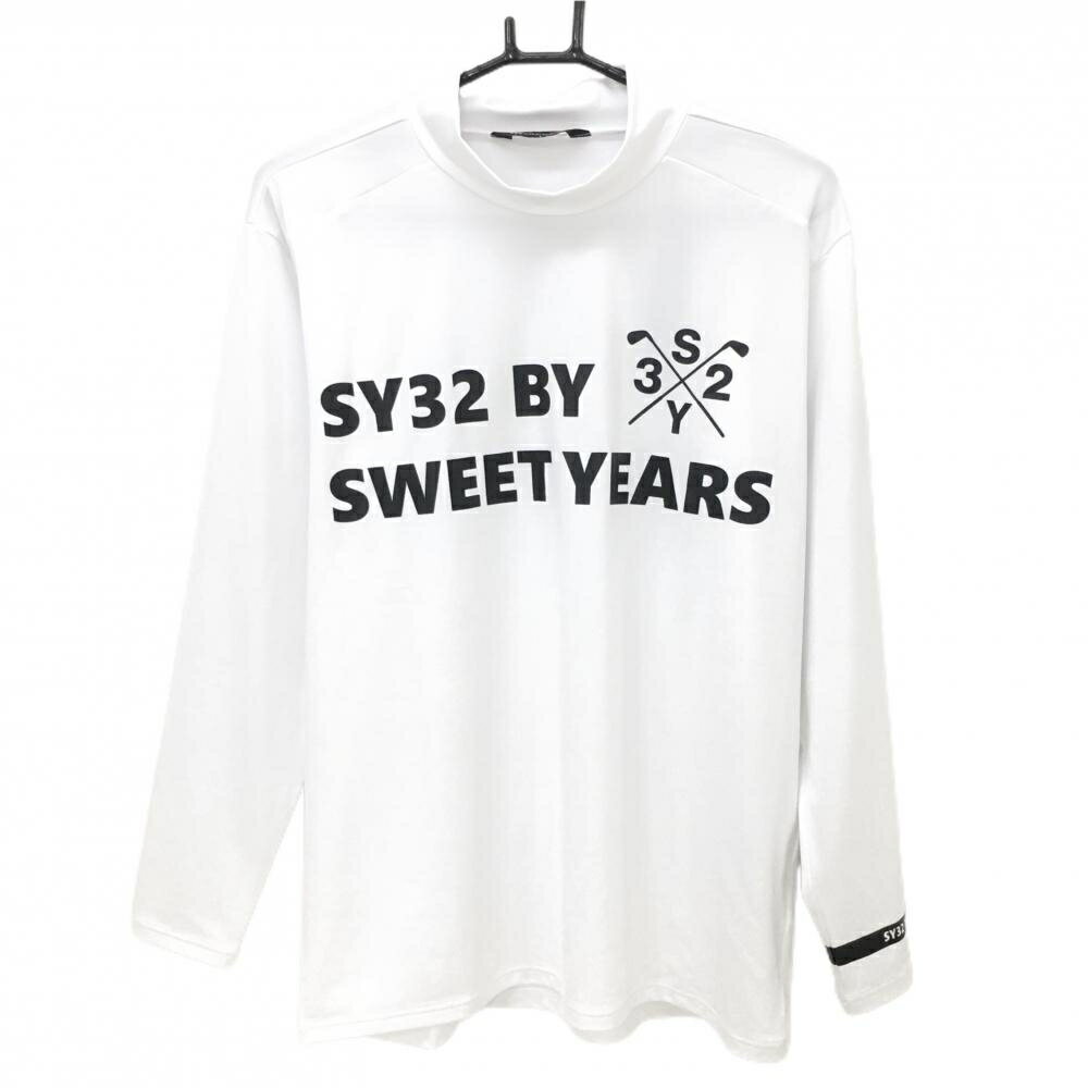 【新品】SY32 長袖ハイネックシャツ 白×黒 ビッグロゴ メンズ ゴルフウェア SY32 BY SWEET YEARSSY32