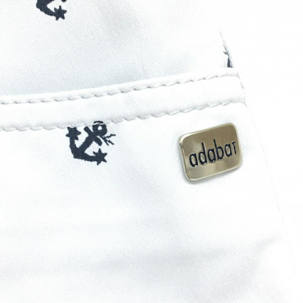 【美品】アダバット ショートパンツ オフホワイト×ネイビー イカリ柄 レディース 38(M) ゴルフウェア adabat