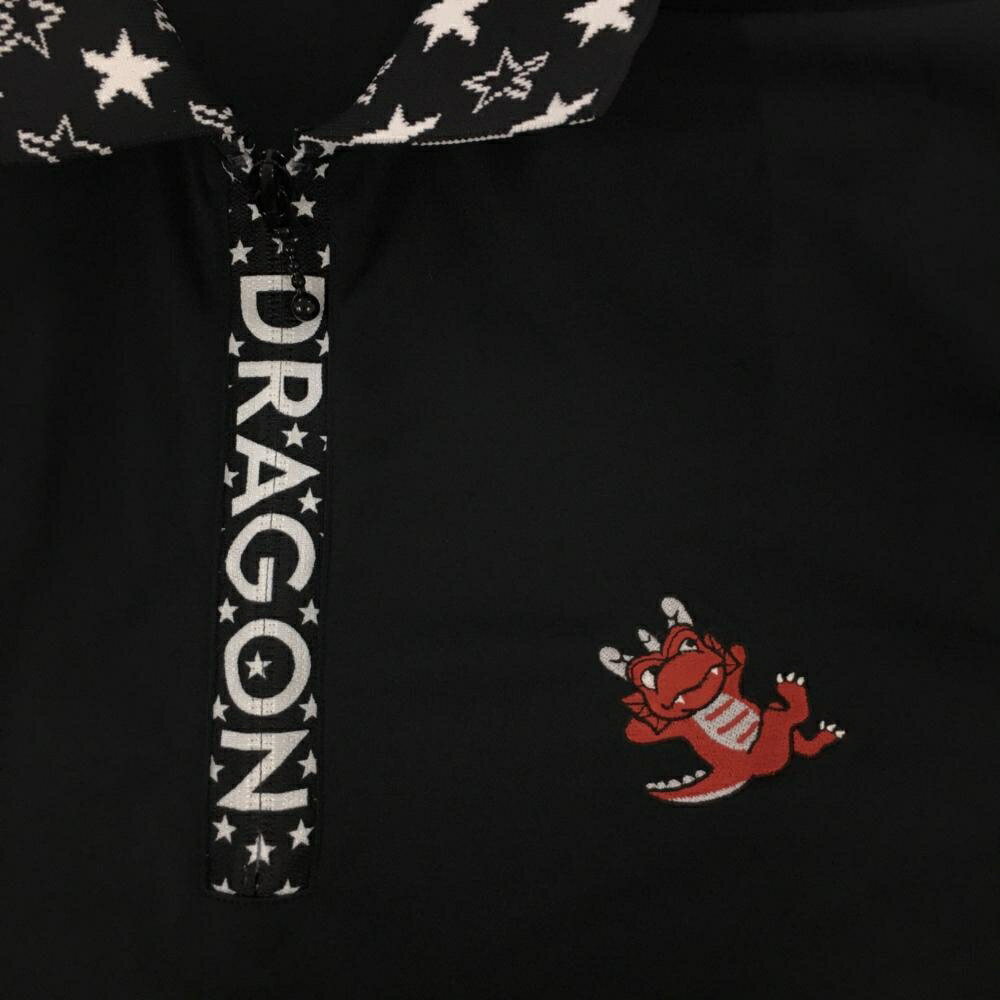 【超美品】ダンスウィズドラゴン 半袖ポロシャツ 黒×白 チビドラ ハーフジップ 襟...