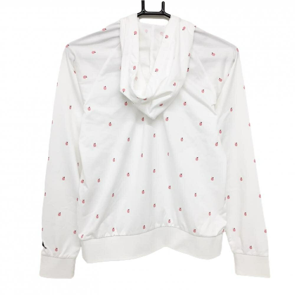 【超美品】カッパ ジップパーカー 白×ピンク リンゴ柄 ブルゾン レディース M ゴルフウェア Kappa