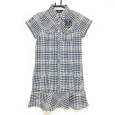 【超美品】カッパ 半袖ポロワンピース 白×黒 チェック レディース M ゴルフウェア Kappa