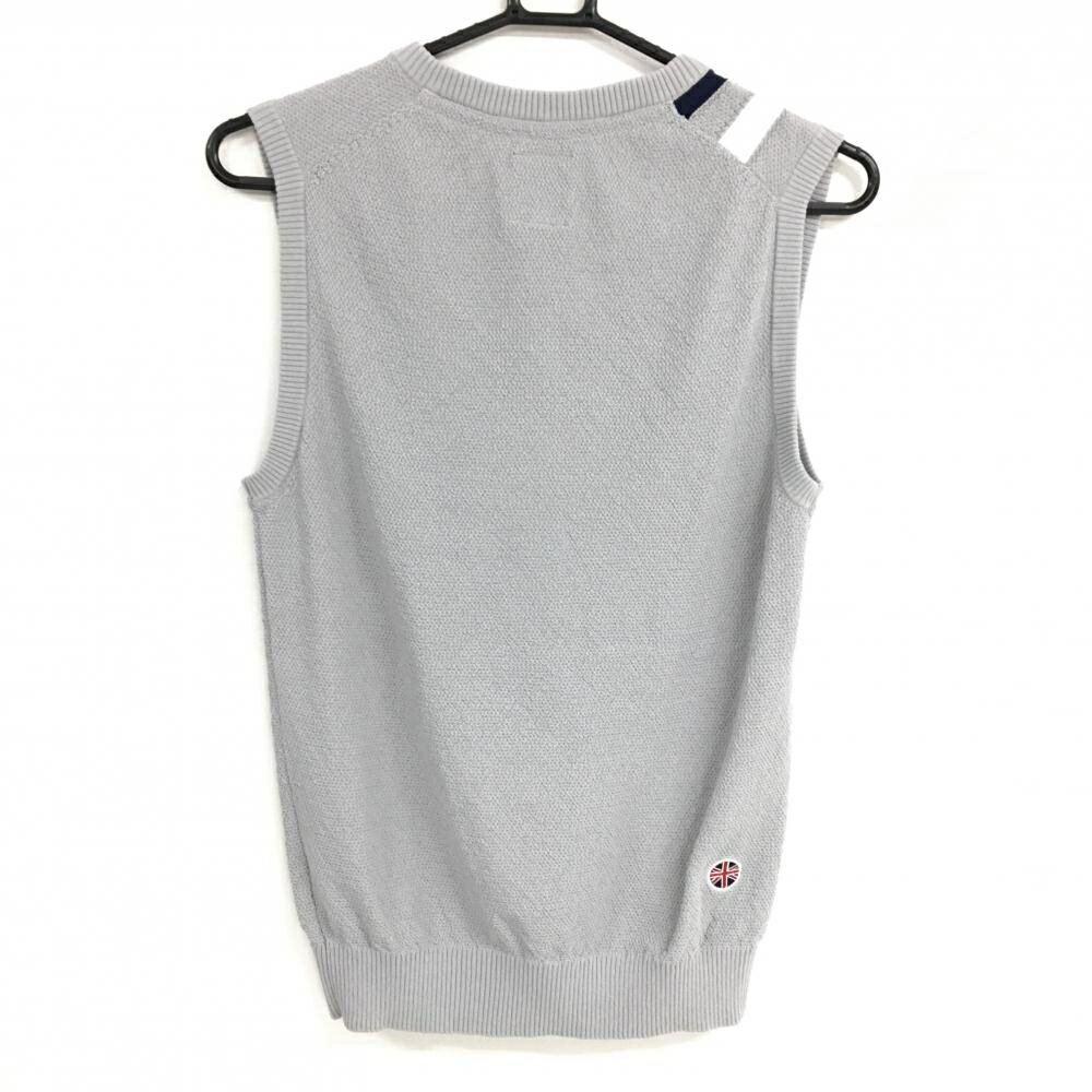 【超美品】アドミラル ニットベスト ライトグレー×ネイビー 一部ライン Vネック メンズ M ゴルフウェア Admiral