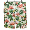 ラウドマウス ハーフパンツ 白×ピンク×グリーン フラミンゴベイ リーフ 花 メンズ L ゴルフウェア LOUDMOUTH