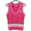 ビバハートreplie ニットベスト ピンク×白 ロゴ刺しゅう レディース 42(L) ゴルフウェア VIVA HEART