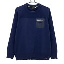 【美品】ニューバランスゴルフ セーター ダークネイビー 胸ポケット 背面パンチング ニット メンズ 5(L) ゴルフウェア New Balance